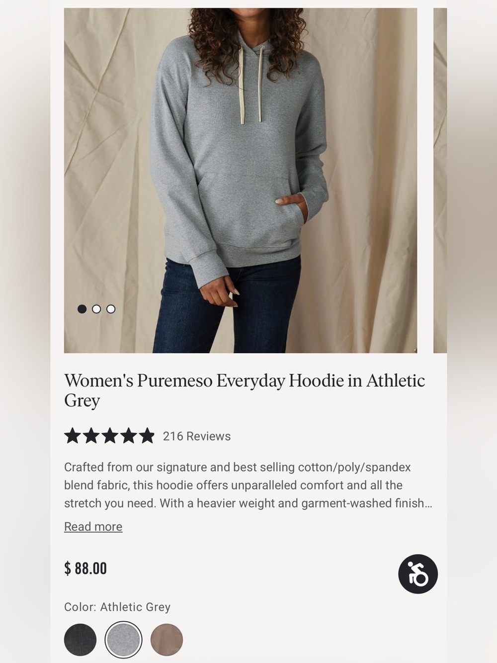 NWT The NORMAL Brand Puremeso Hoodie in Heather Grey Large Mfg $88